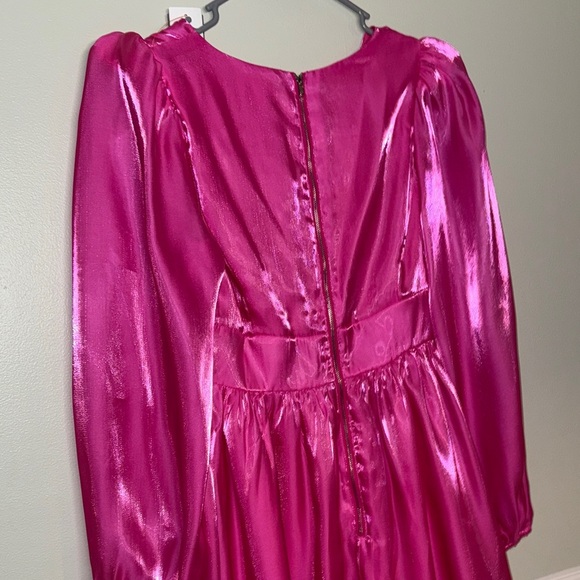 Main Strip Midi Hot Pink Satin Cocteau Formal Party Dress Size Small Hot Pink - Picture 7 of 10